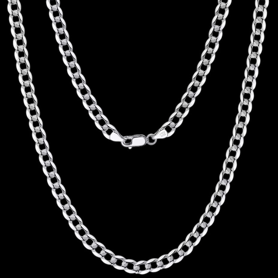 Chaîne Cuban Link Diamond Cut Italienne En Argent S925 - Solitaire