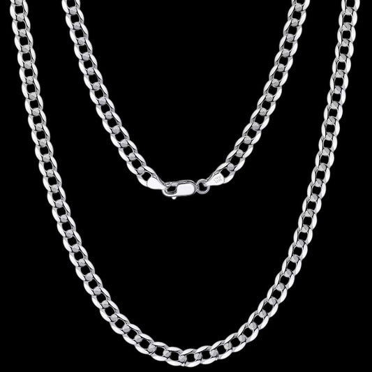 Chaîne Cuban Link Diamond Cut Italienne En Argent S925 - Solitaire