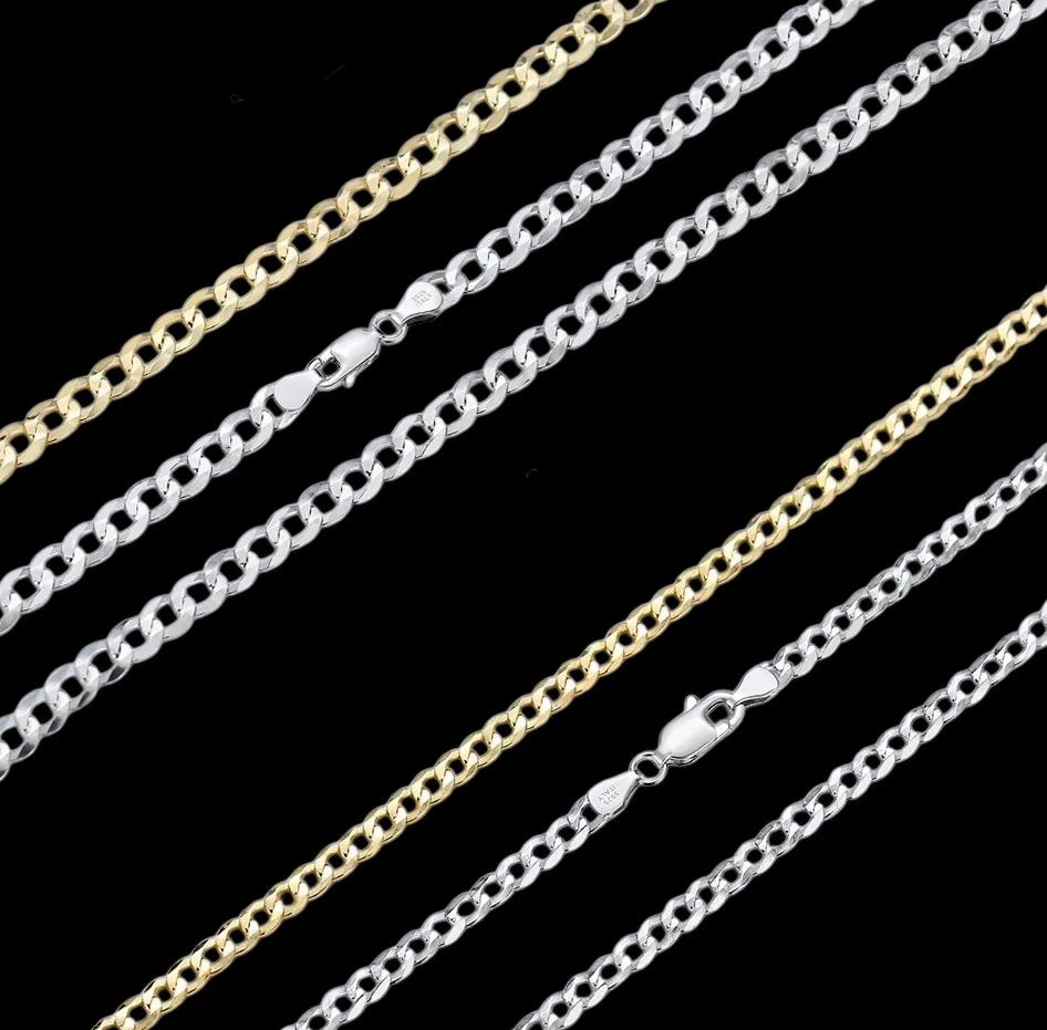 Chaîne Cuban Link Diamond Cut Italienne En Argent S925 - Solitaire