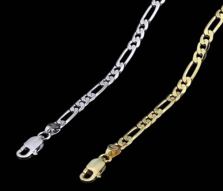 Bracelet Figaro Diamond Cut En Argent S925 - Solitaire