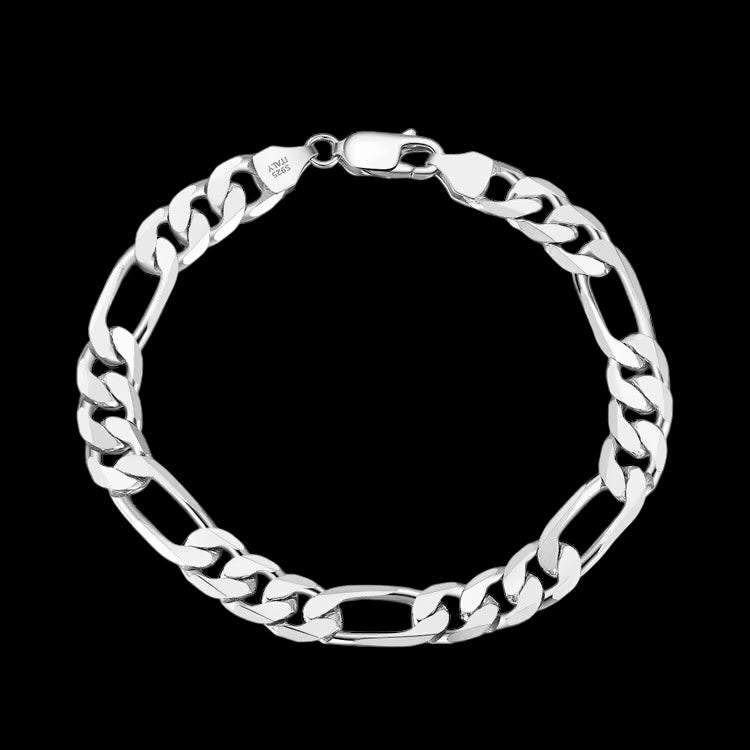Bracelet Figaro Diamond Cut En Argent S925 - Solitaire