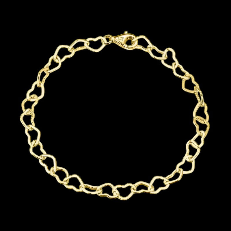 Bracelet Rolo Heart Link En Argent S925 - Solitaire