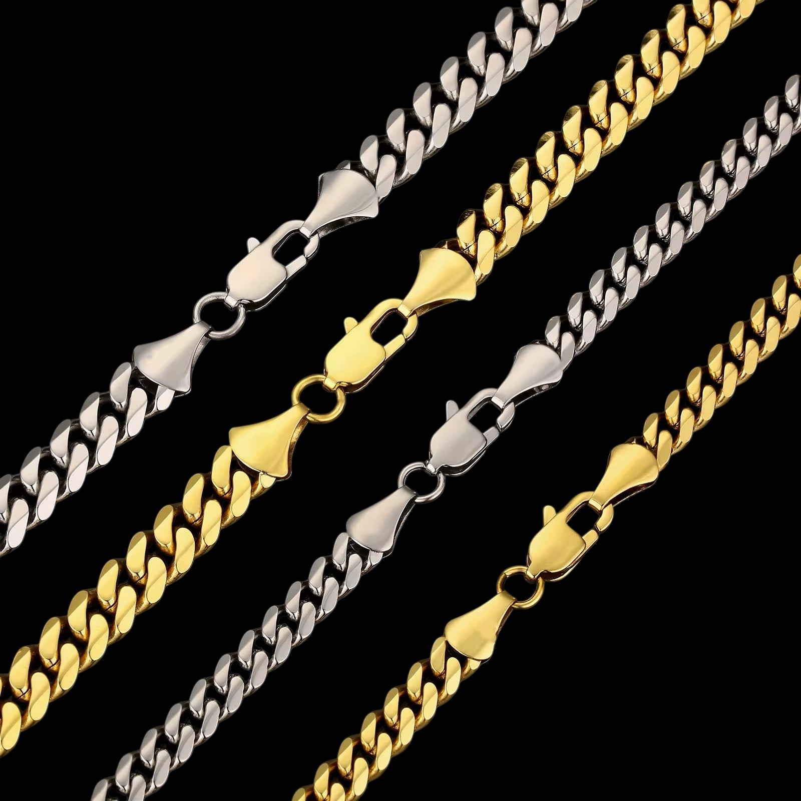 Chaîne Cuban Link Diamond Cut En Acier Inoxydable - Solitaire