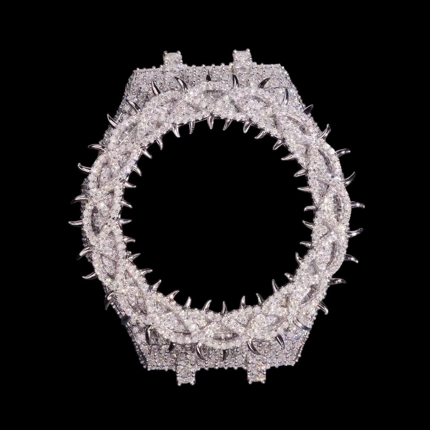 Bezel Spiked Crown Casioak Iced Out - Solitaire