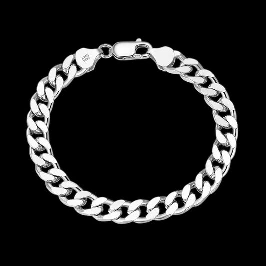 Bracelet Cuban Link Diamond Cut Argent S925 - Solitaire