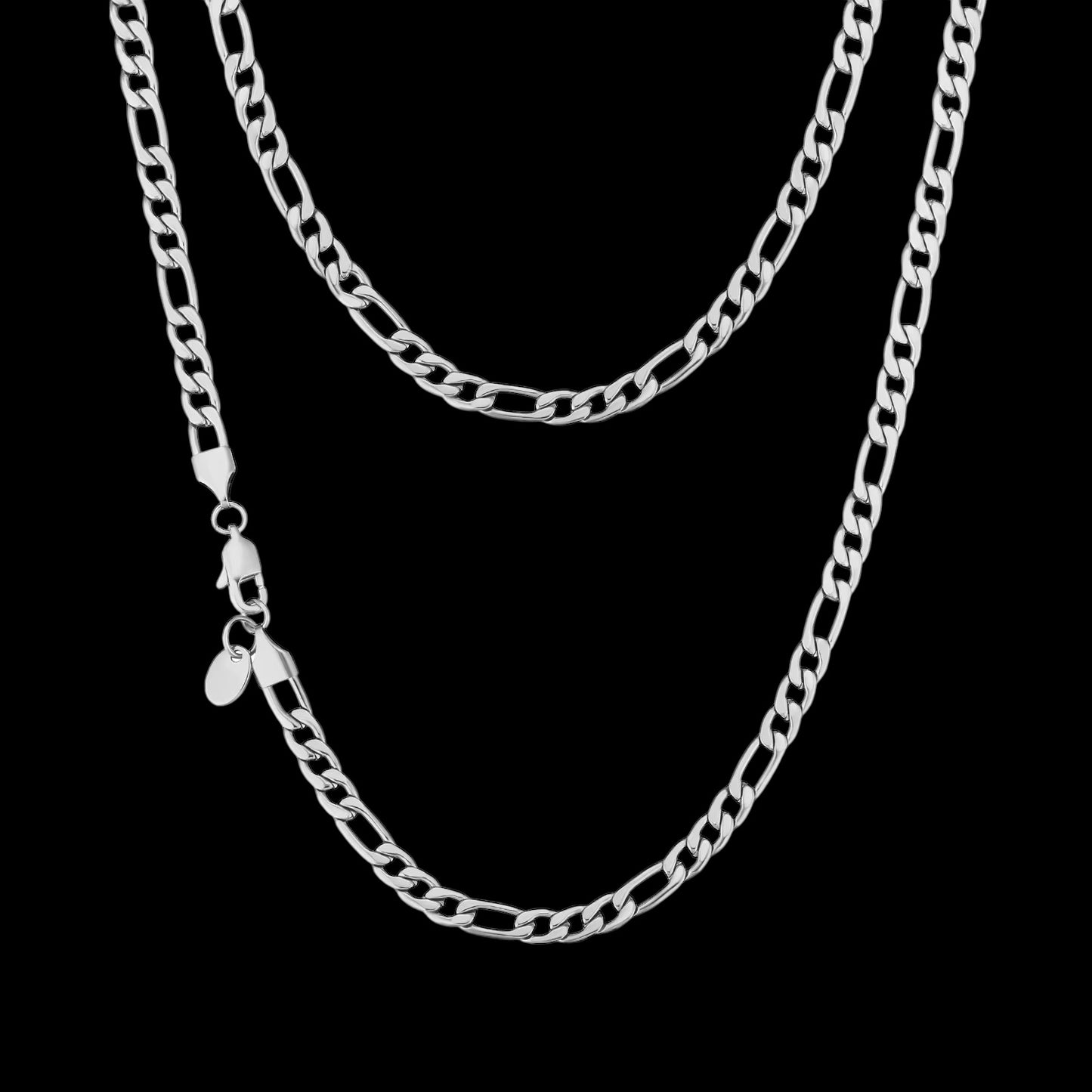 Chaîne Figaro Diamond Cut En Acier Inoxydable - Solitaire