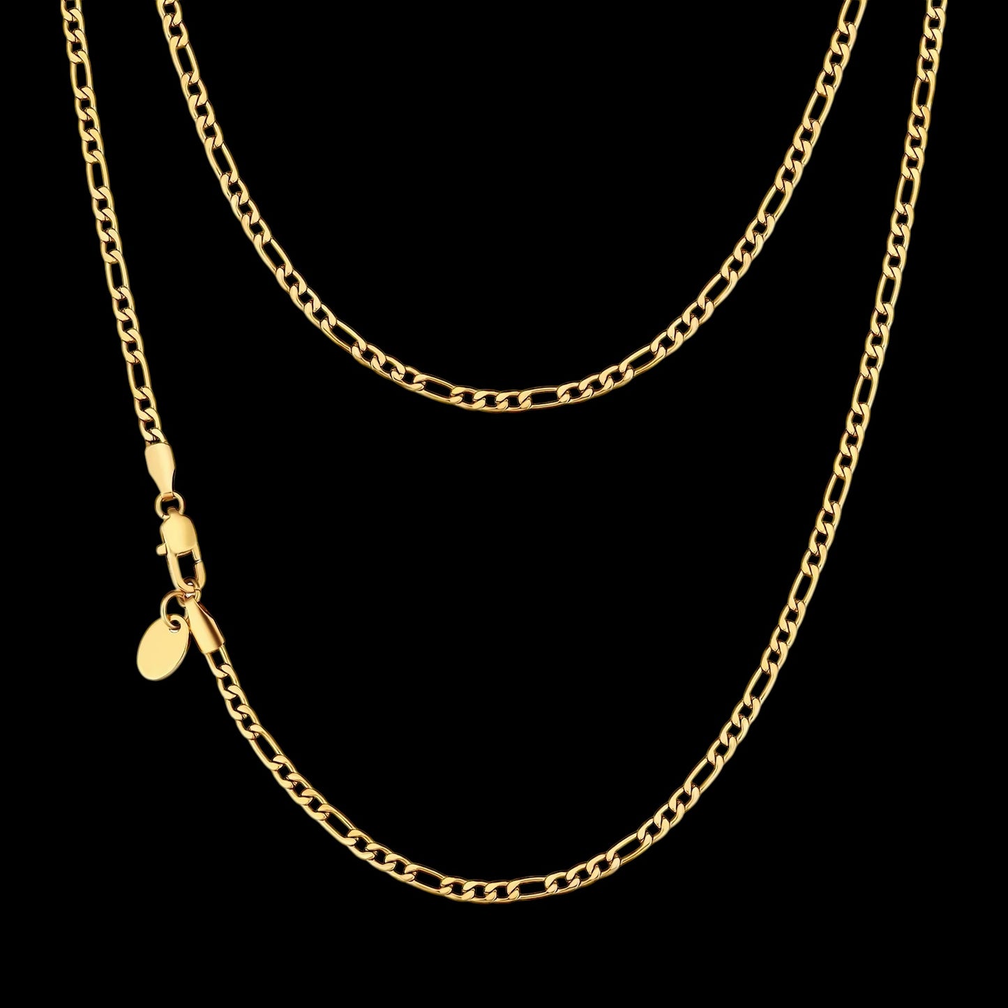 Chaîne Figaro Diamond Cut En Acier Inoxydable - Solitaire