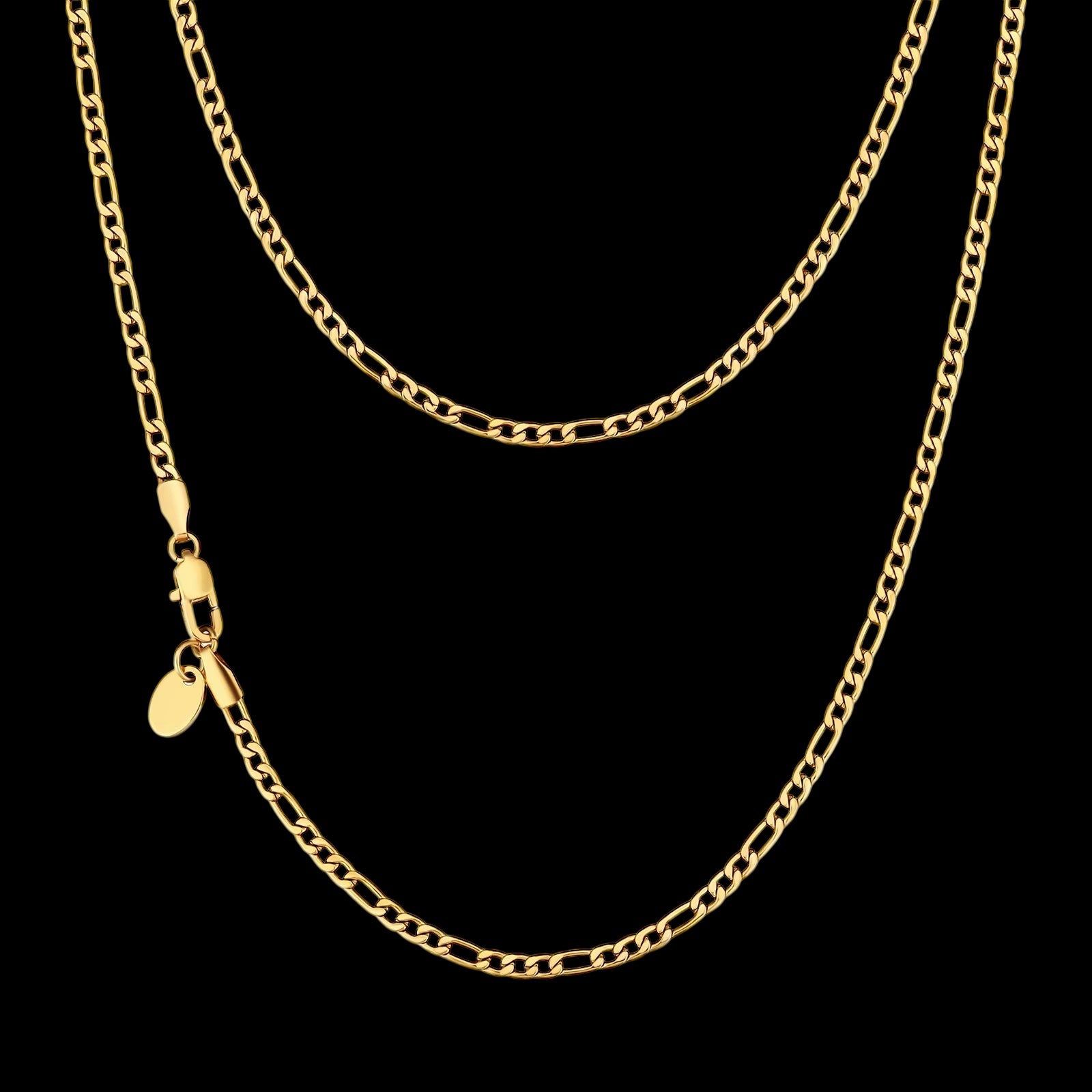 Chaîne Figaro Diamond Cut En Acier Inoxydable - Solitaire