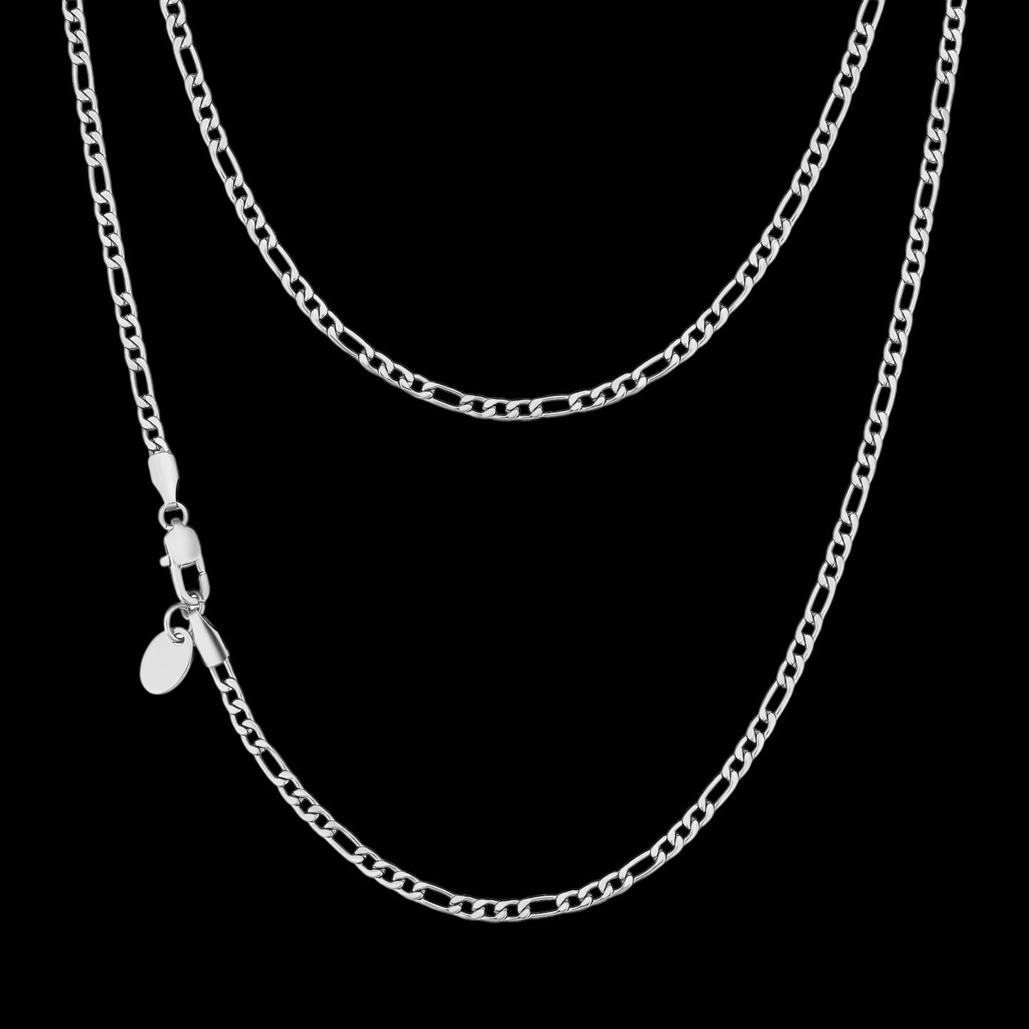 Chaîne Figaro Diamond Cut En Acier Inoxydable - Solitaire