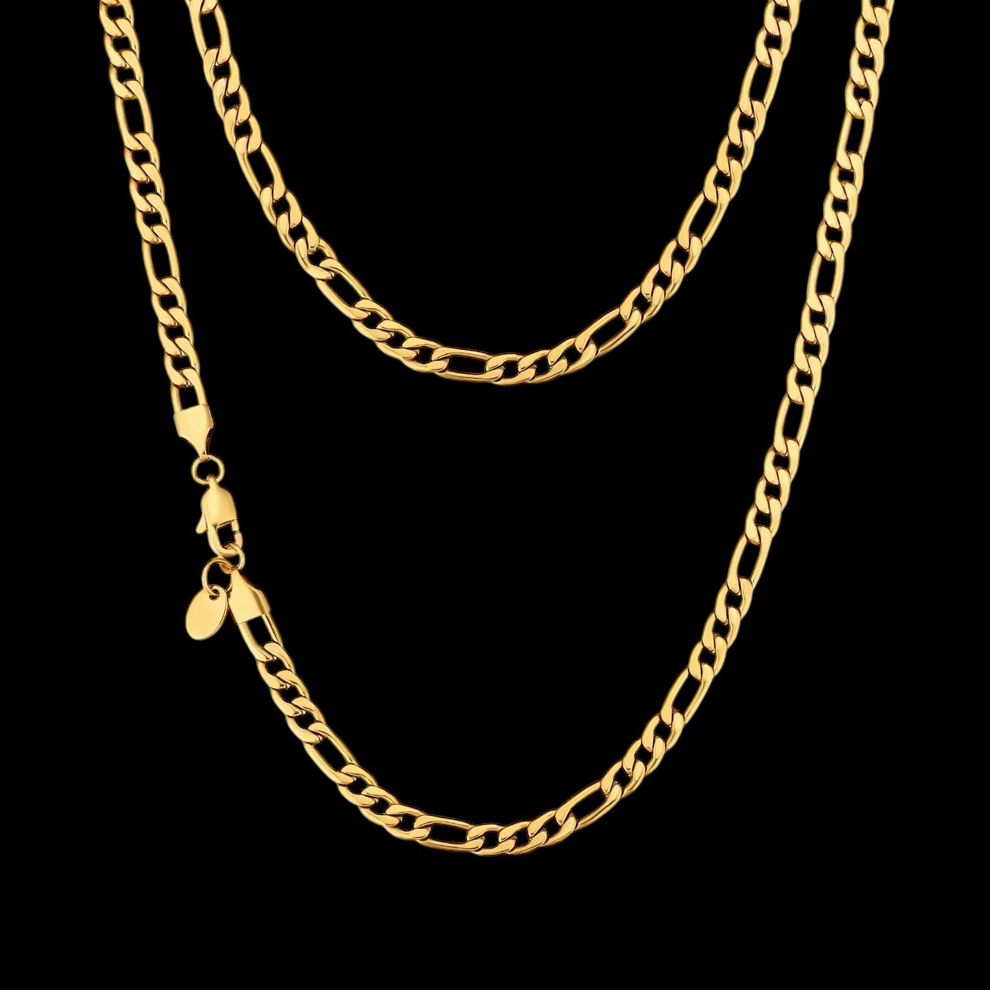 Chaîne Figaro Diamond Cut En Acier Inoxydable - Solitaire