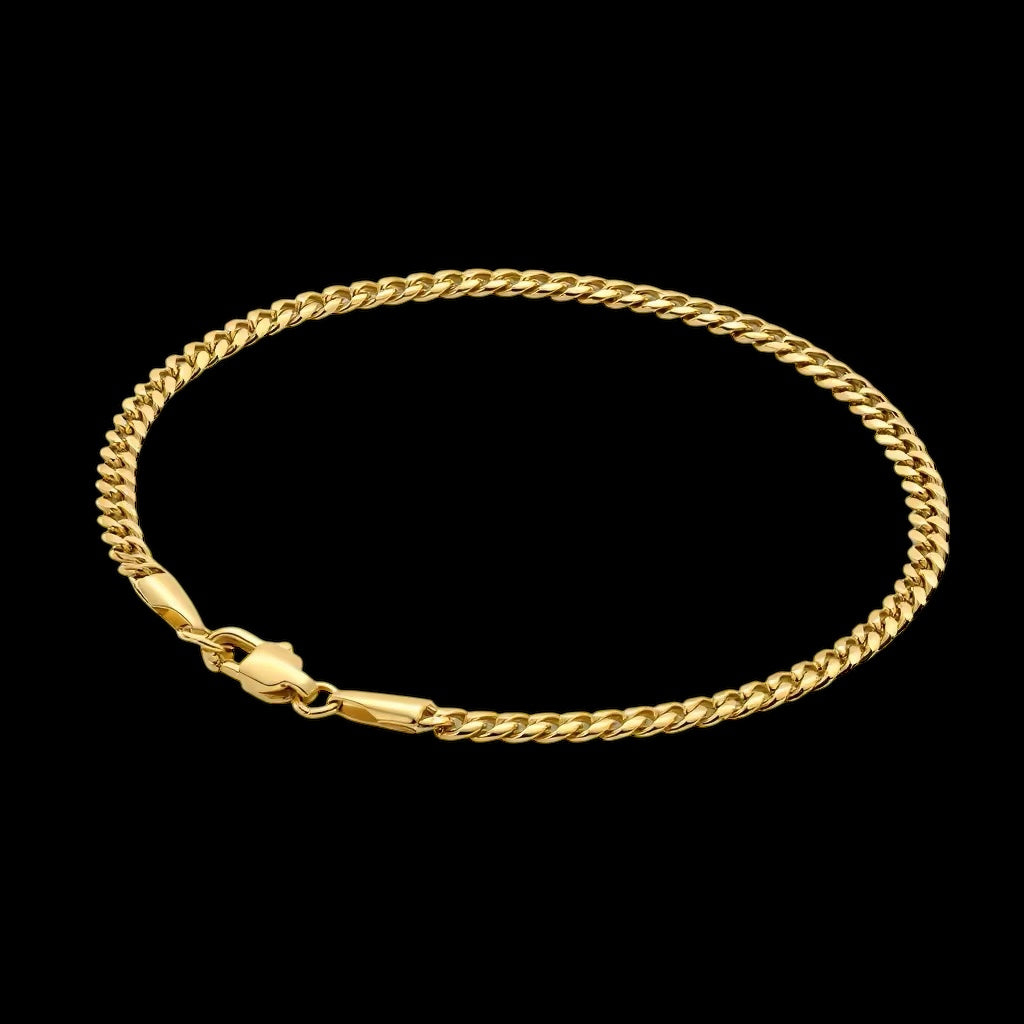 Bracelet Cuban Link Diamond Cut En Acier Inoxydable - Solitaire