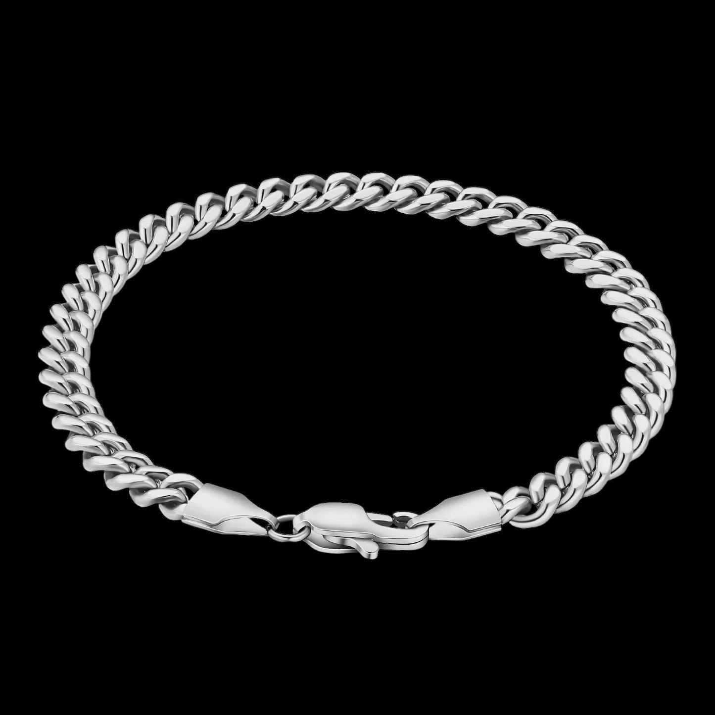 Bracelet Cuban Link Diamond Cut En Acier Inoxydable - Solitaire
