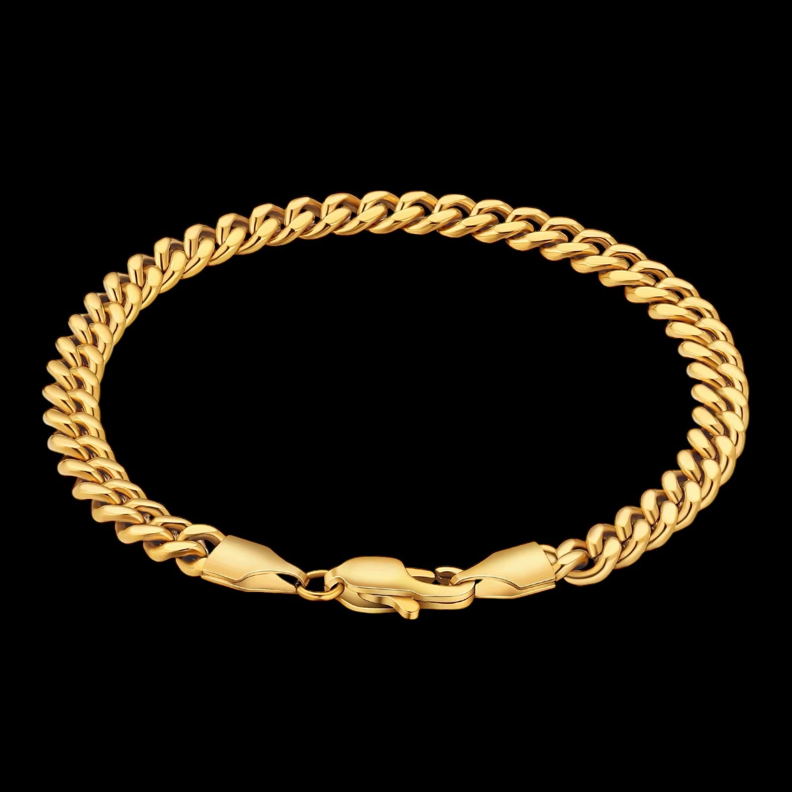 Bracelet Cuban Link Diamond Cut En Acier Inoxydable - Solitaire