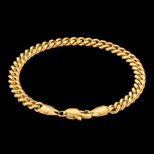 Bracelet Cuban Link Diamond Cut En Acier Inoxydable - Solitaire