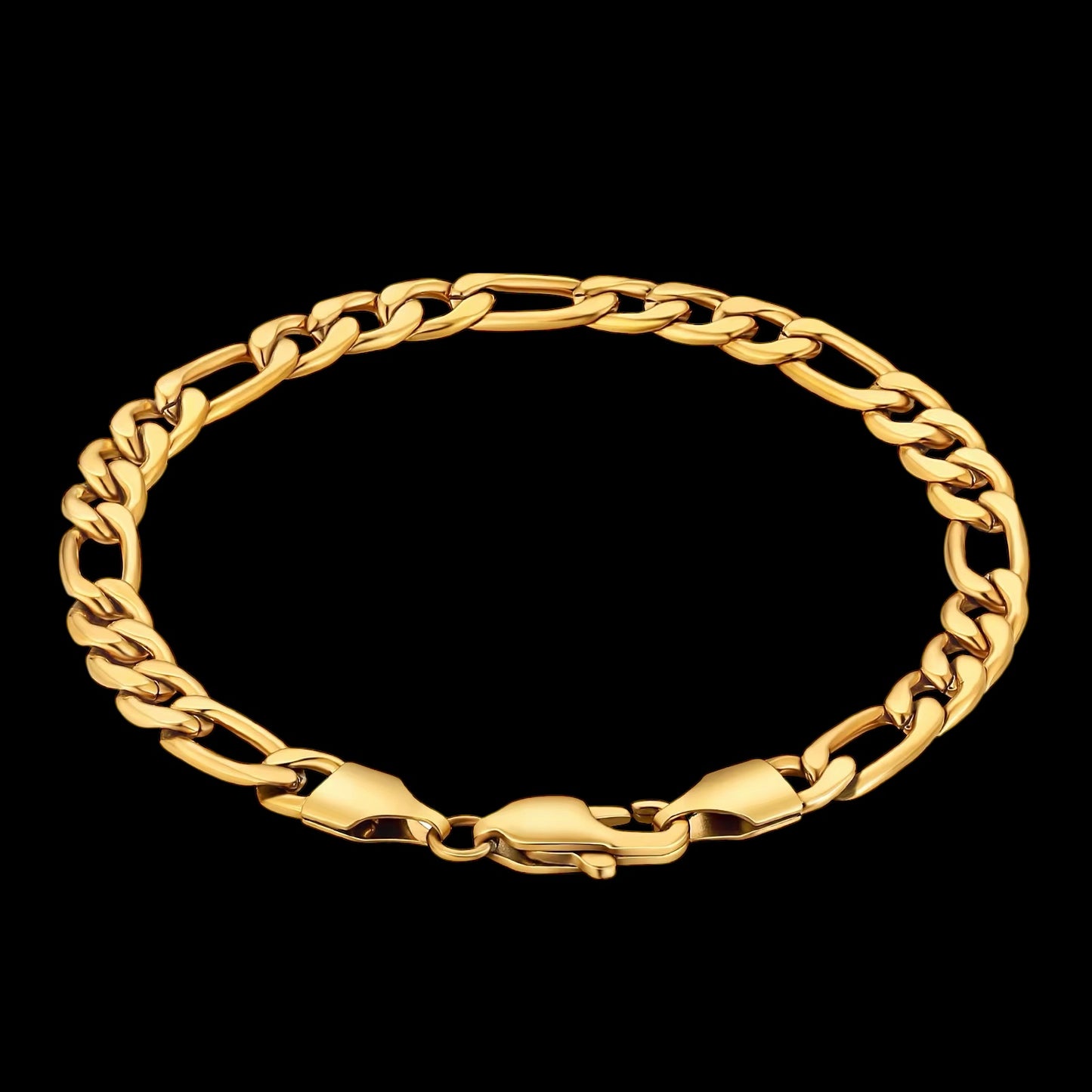 Bracelet Figaro Diamond Cut En Acier Inoxydable - Solitaire
