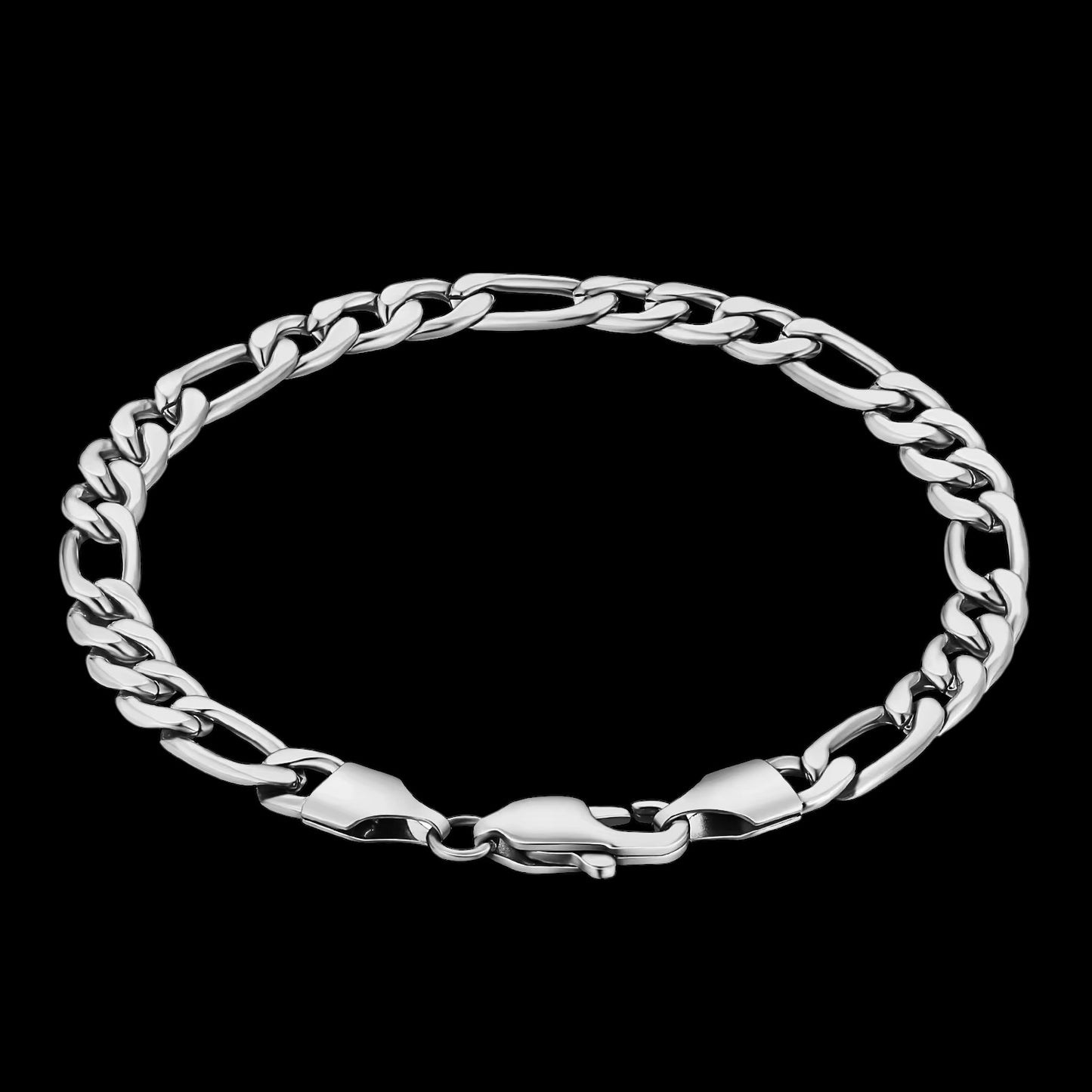 Bracelet Figaro Diamond Cut En Acier Inoxydable - Solitaire