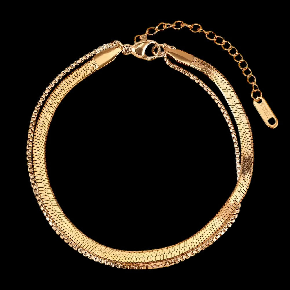 Bracelet Duo Herringbone En Acier Inoxydable - Solitaire