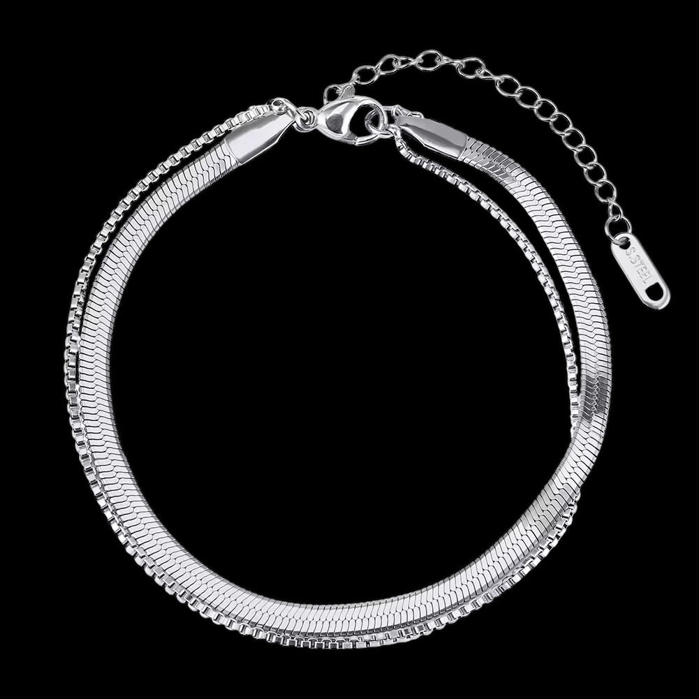 Bracelet Duo Herringbone En Acier Inoxydable - Solitaire