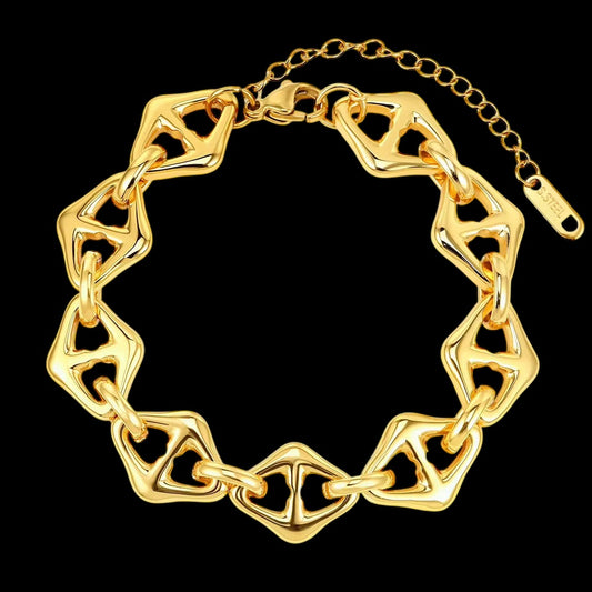 Bracelet Maillon Sculpté En Acier Inoxydable - Solitaire