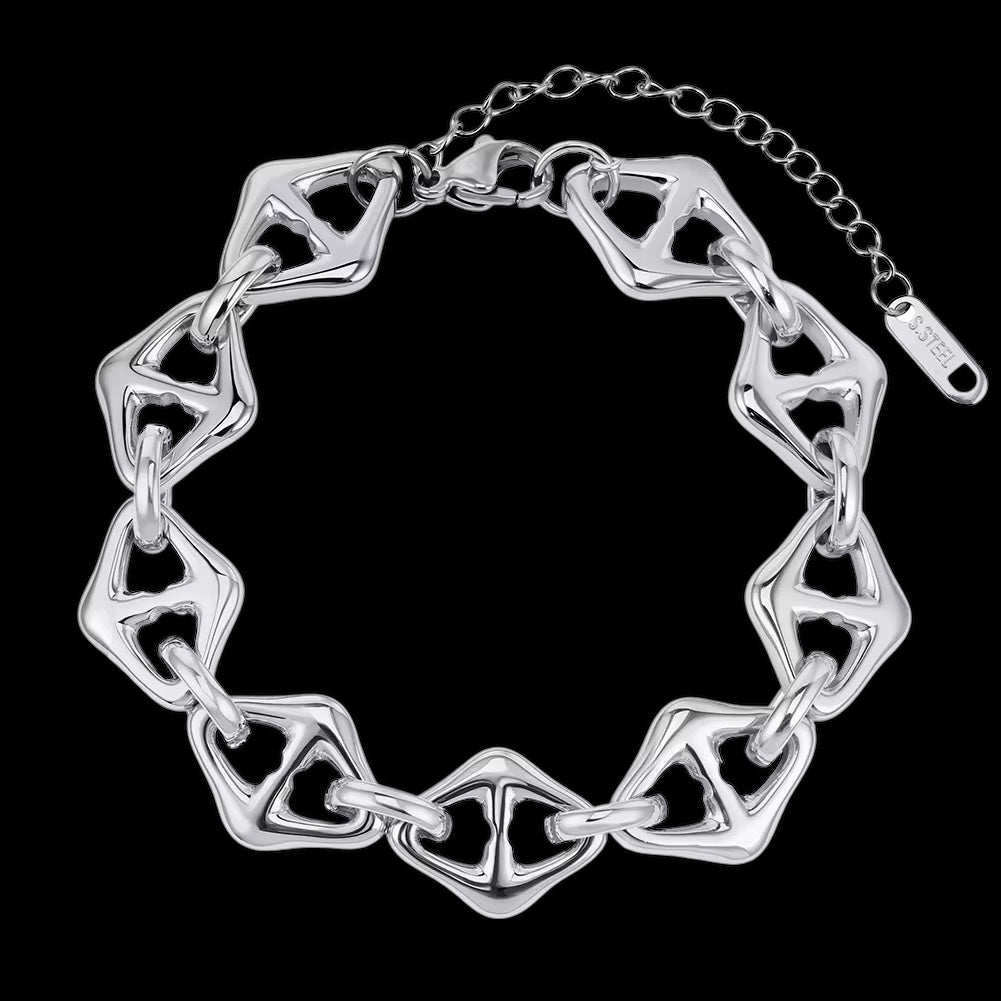 Bracelet Maillon Sculpté En Acier Inoxydable - Solitaire