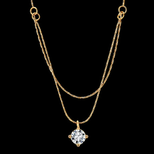 Chaîne Double Collier Solitaire En Acier Inoxydable - Solitaire