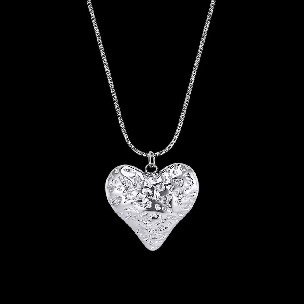 Chaîne Cœur Martelé En Acier Inoxydable - Solitaire
