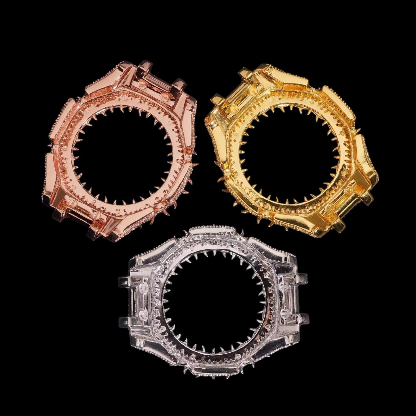 Bezel Spiked Crown Casioak Iced Out - Solitaire