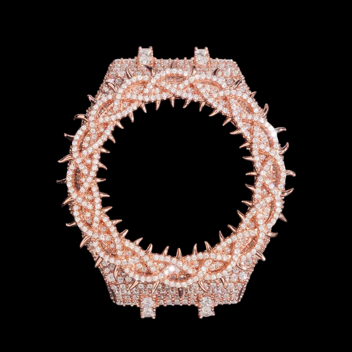 Bezel Spiked Crown Casioak Iced Out - Solitaire