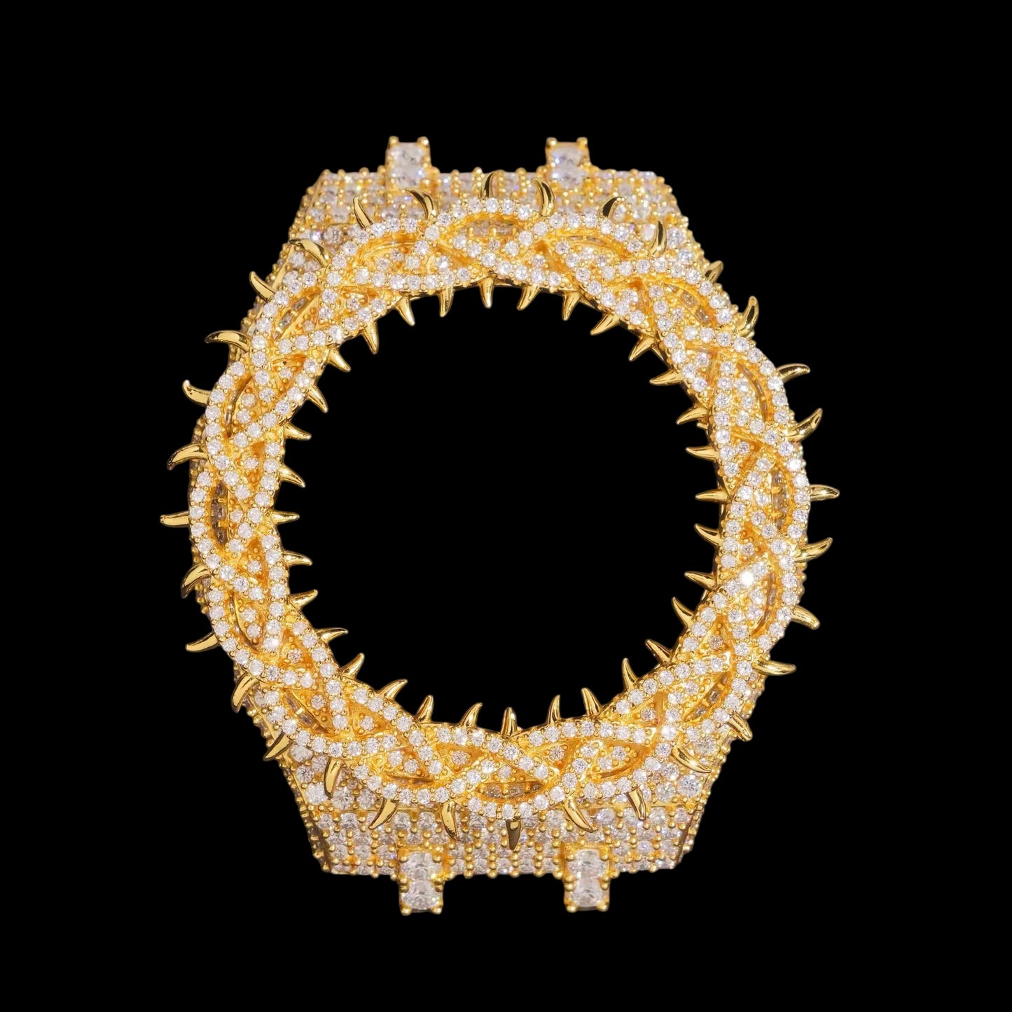 Bezel Spiked Crown Casioak Iced Out - Solitaire