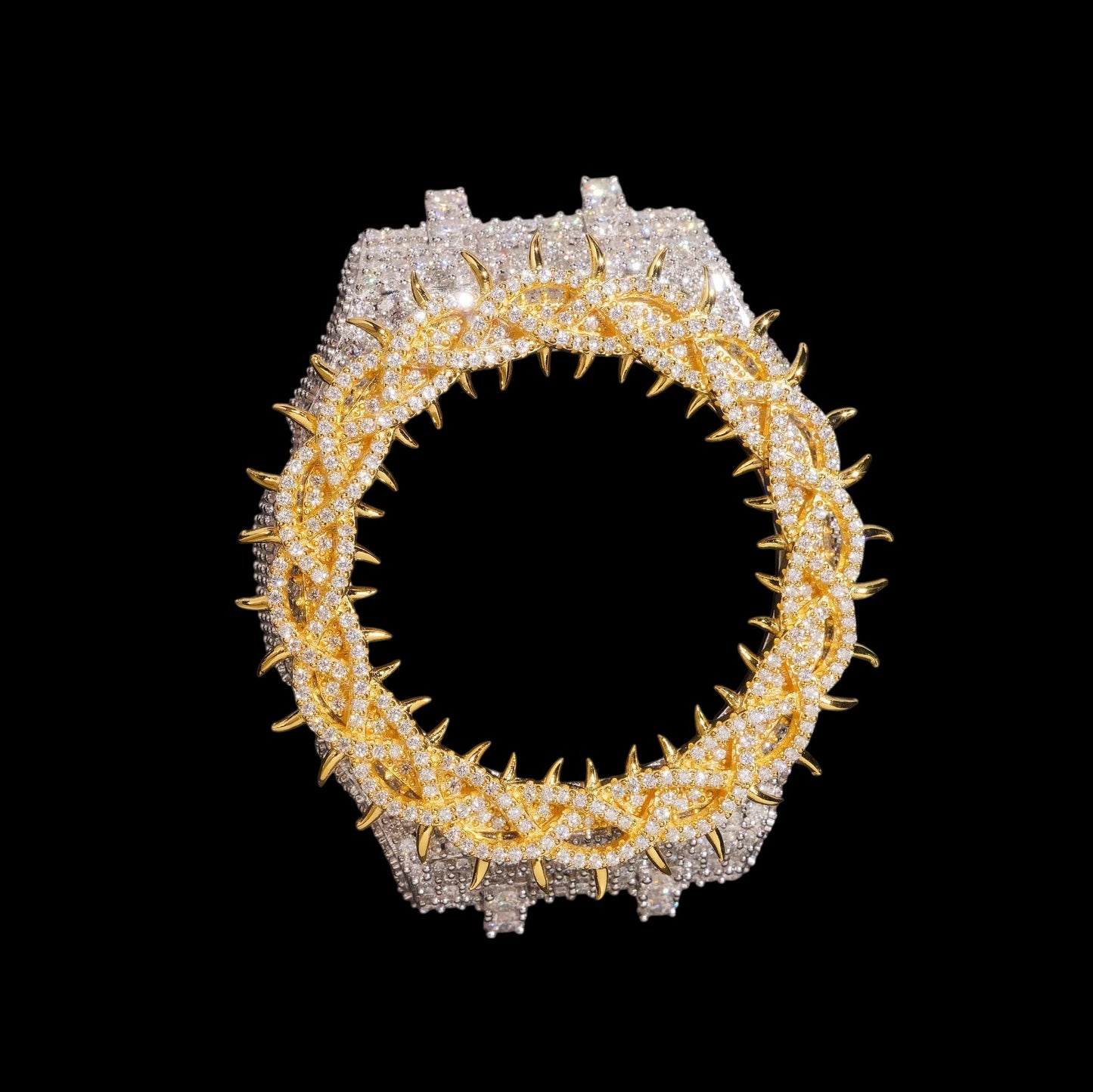 Bezel Spiked Crown Casioak Iced Out - Solitaire