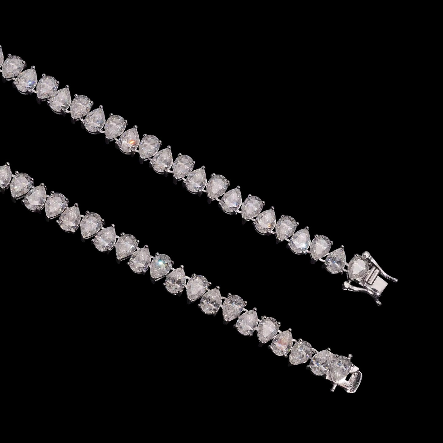 Chaîne Tennis Double Pear En Moissanite - Solitaire