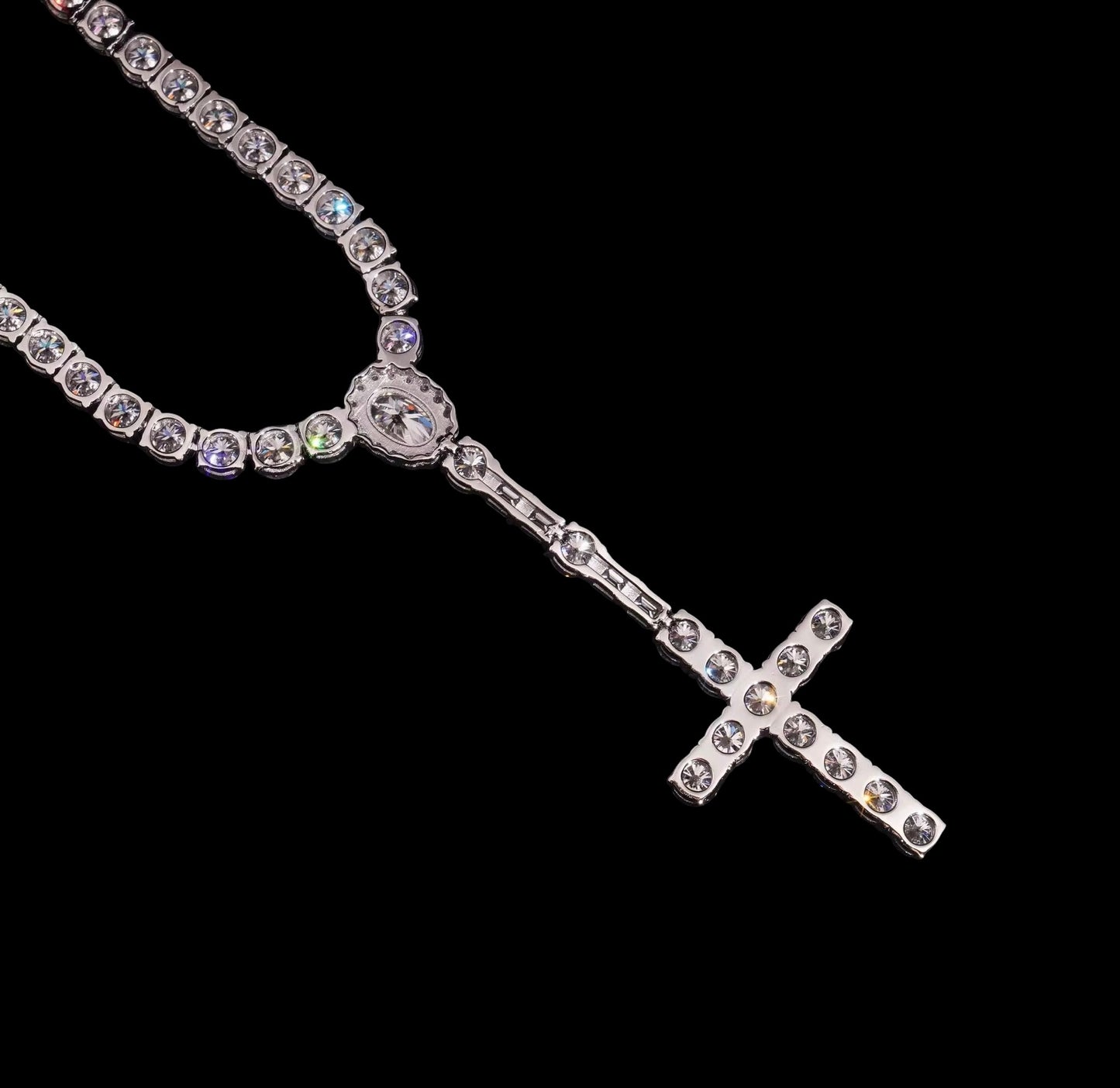 Chaîne Tennis Croix Divina En Moissanite - Solitaire
