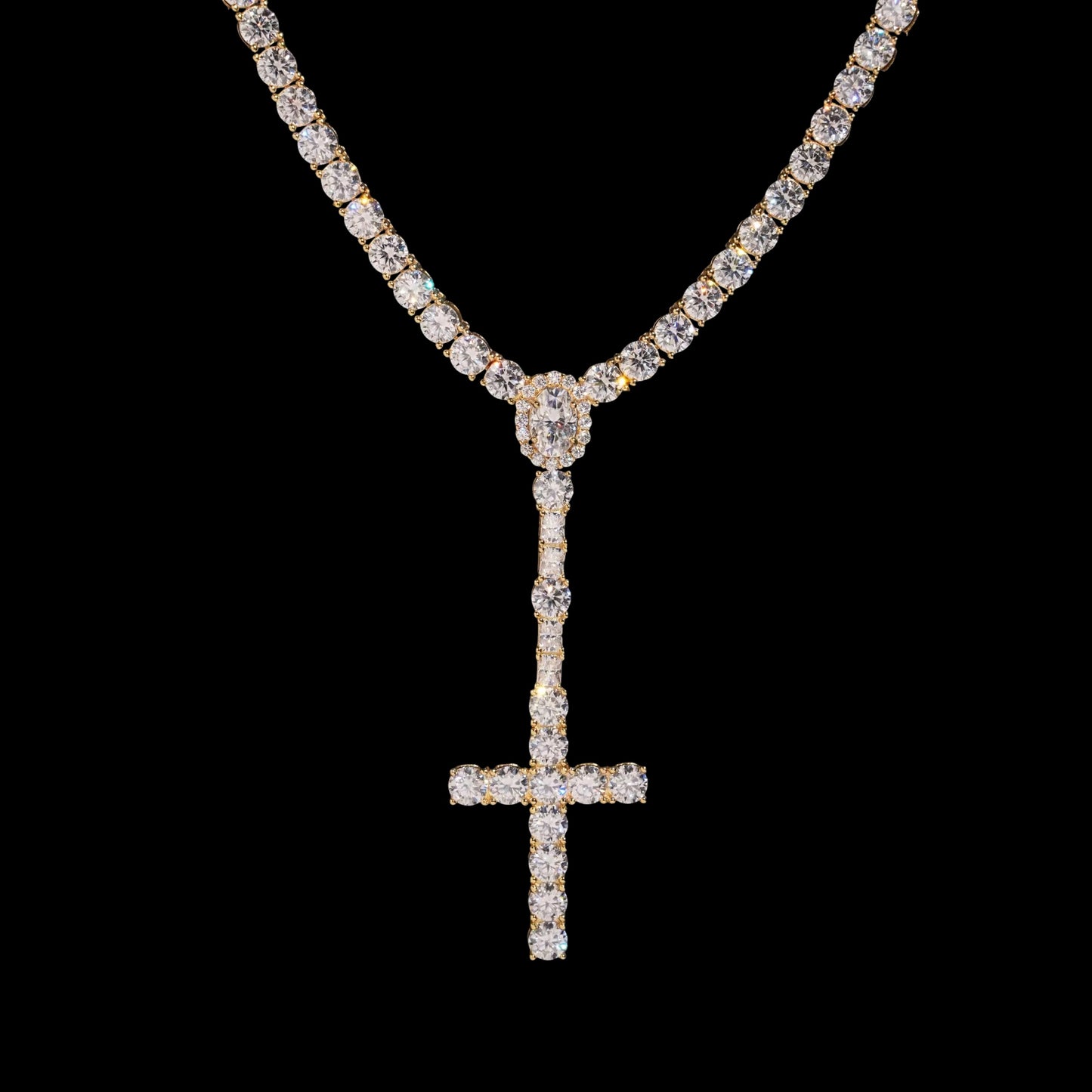 Chaîne Tennis Croix Divina En Moissanite - Solitaire