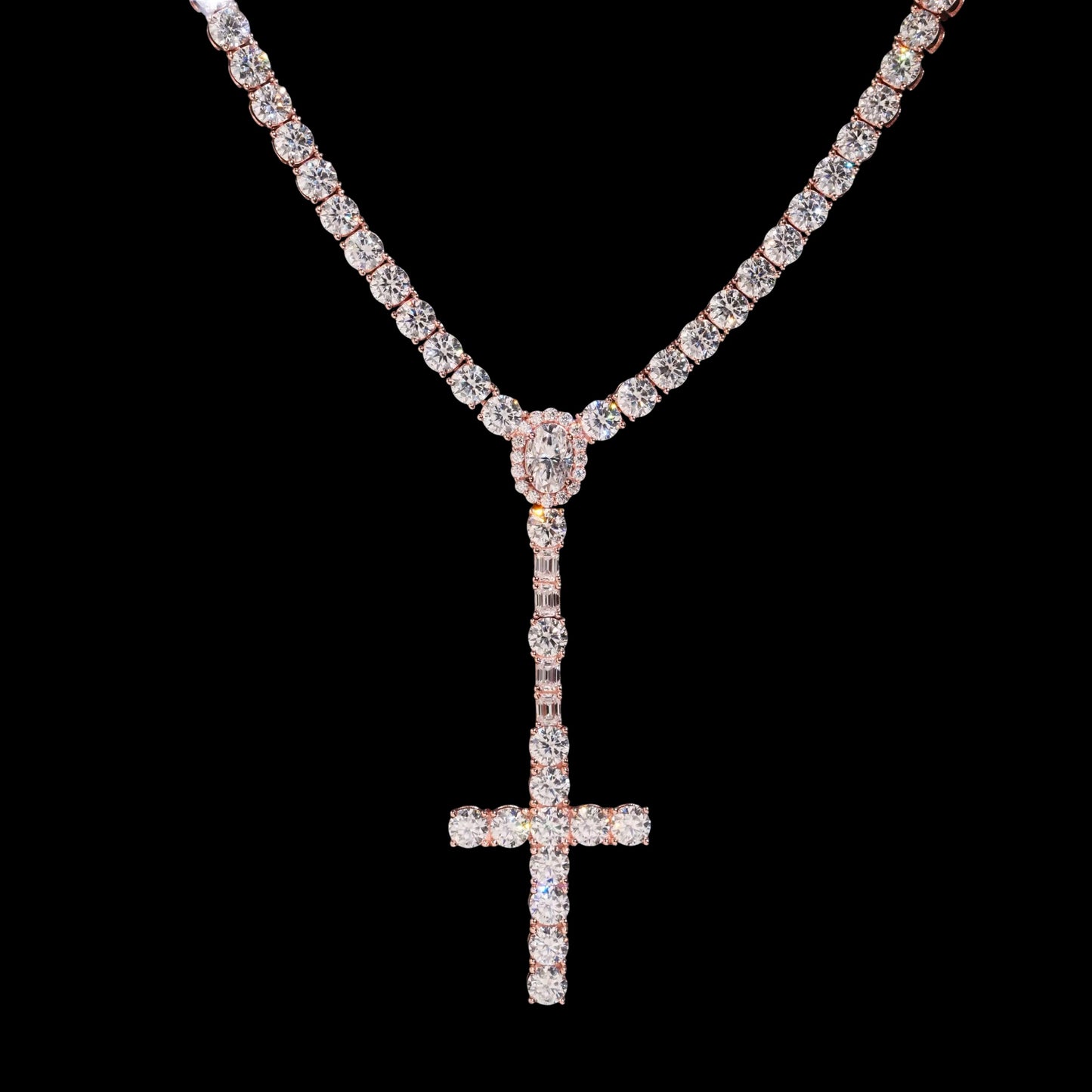 Chaîne Tennis Croix Divina En Moissanite - Solitaire