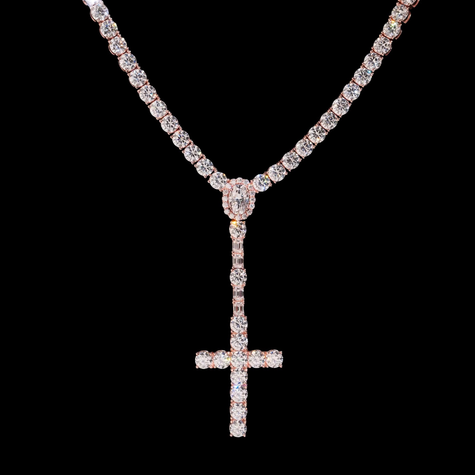 Chaîne Tennis Croix Divina En Moissanite - Solitaire
