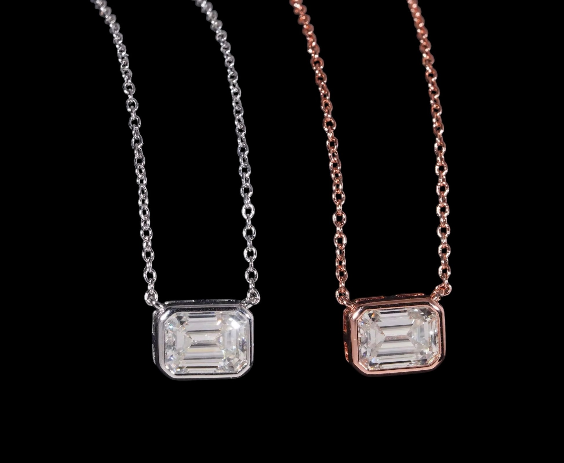 Chaîne Émeraude Solitaire En Moissanite - Solitaire