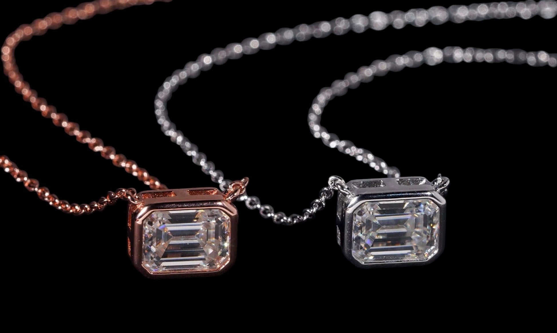 Chaîne Émeraude Solitaire En Moissanite - Solitaire