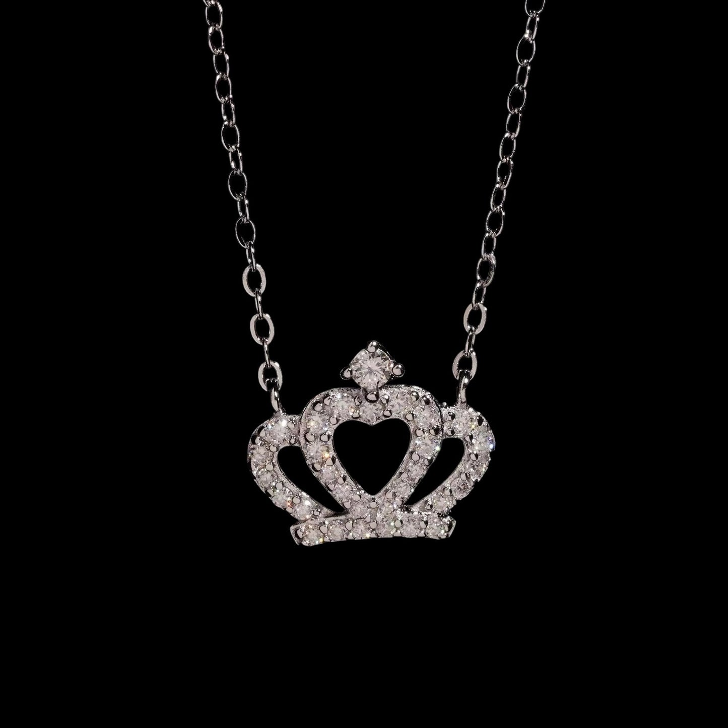 Chaîne Couronne Solitaire En Moissanite - Solitaire