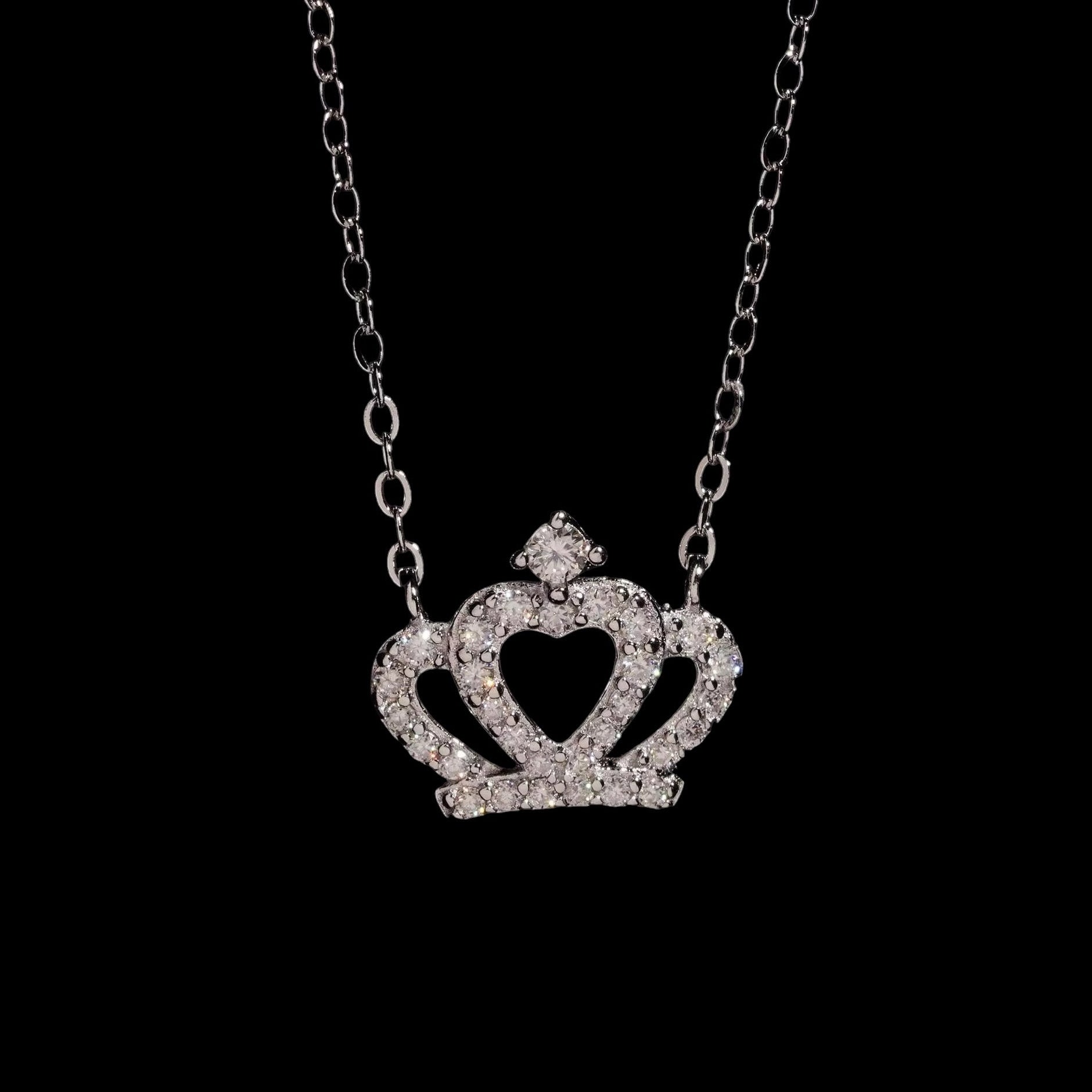 Chaîne Couronne Solitaire En Moissanite - Solitaire