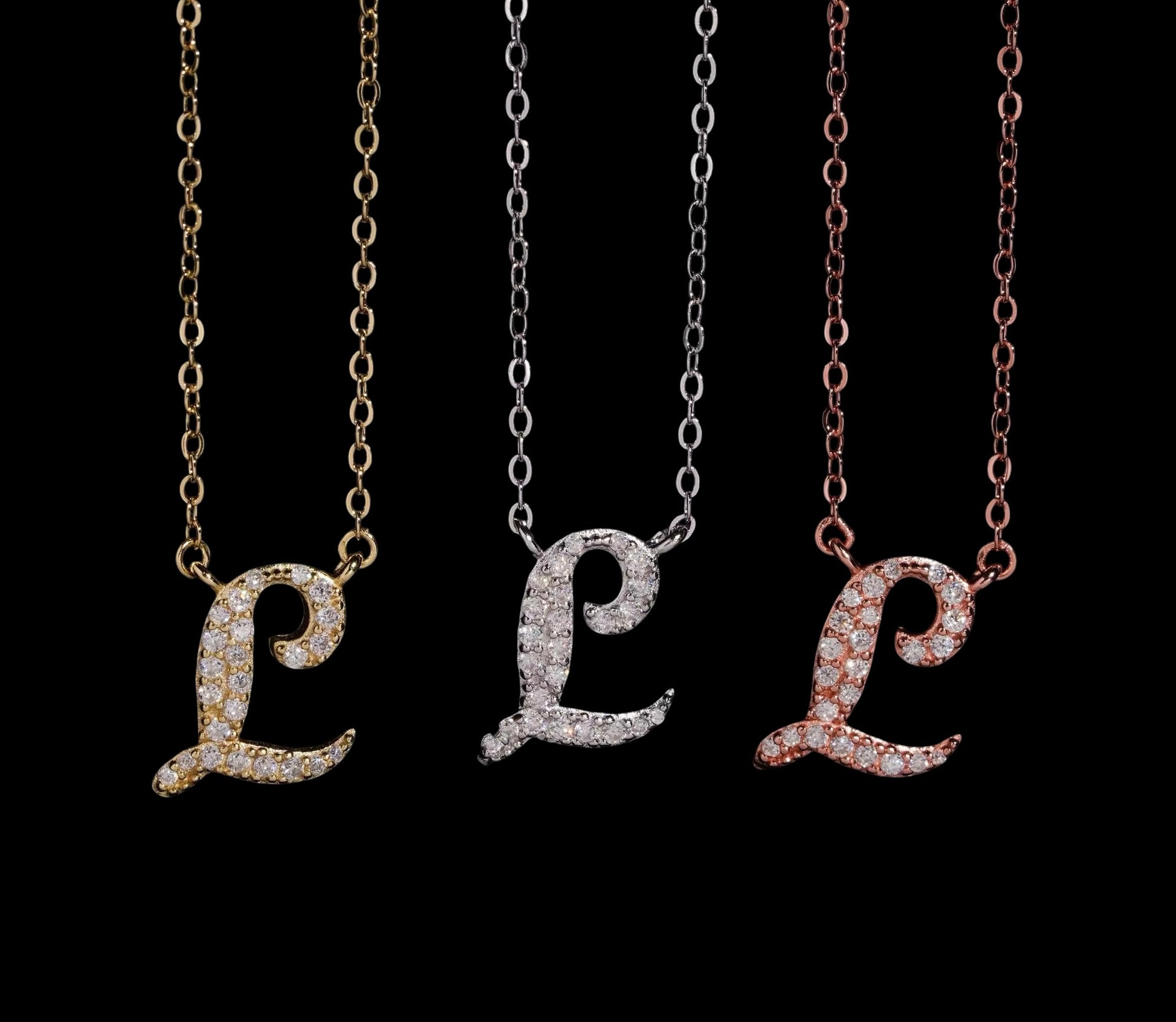 Chaîne Initiale Signature En Moissanite - Solitaire