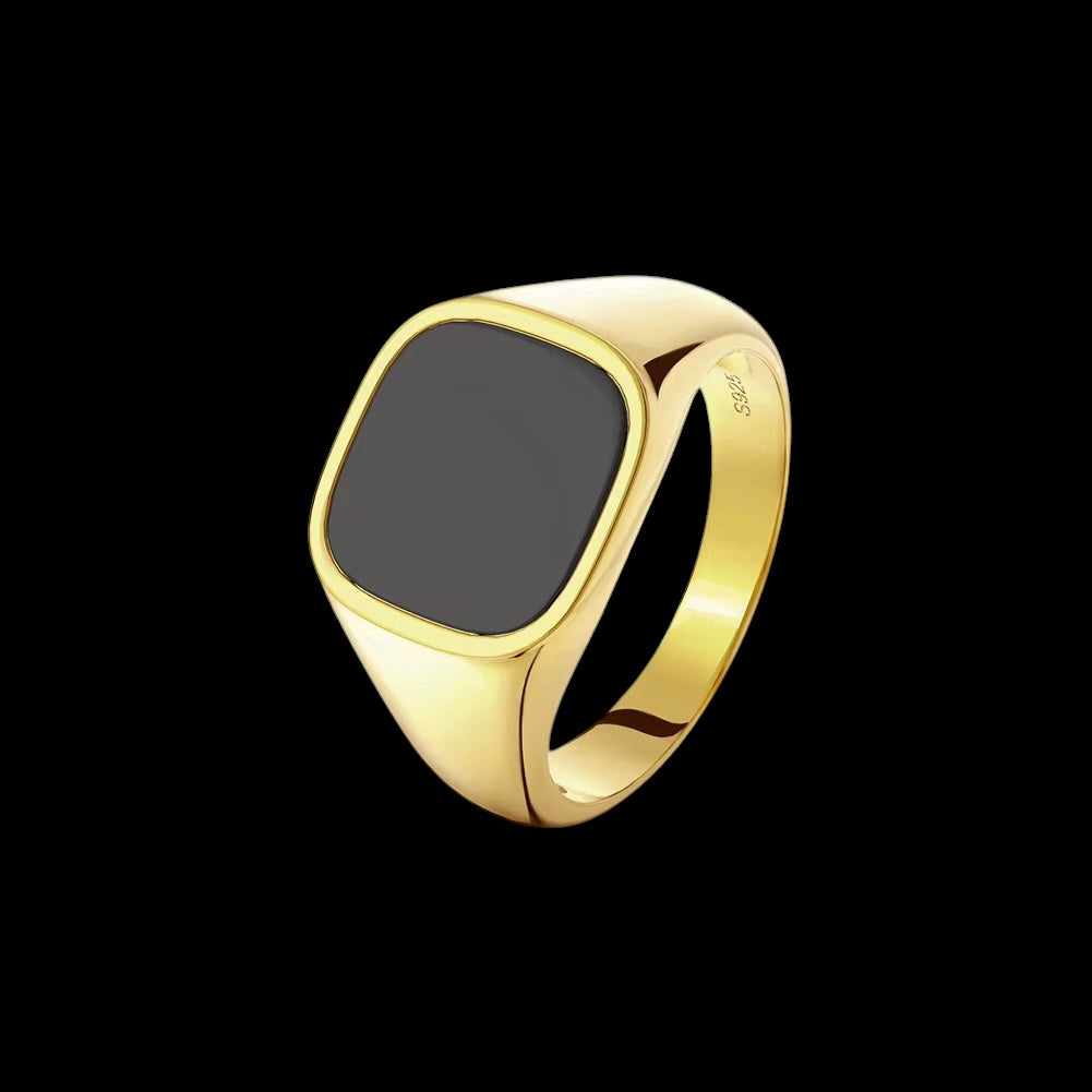 Bague Solitaire Obsidian En Argent S925