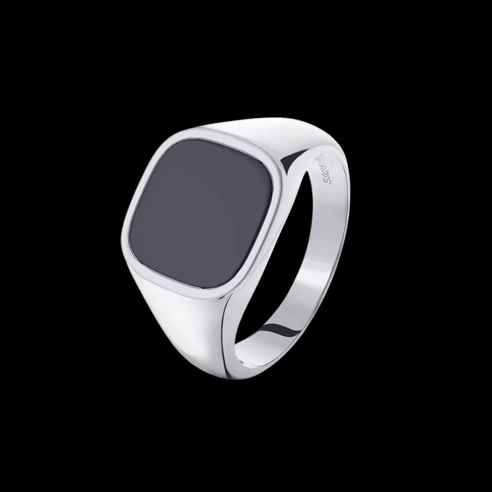 Bague Solitaire Obsidian En Argent S925