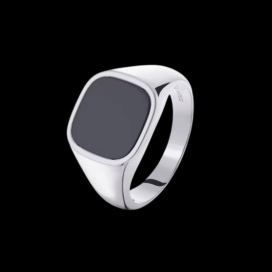 Bague Solitaire Obsidian En Argent S925 - Solitaire