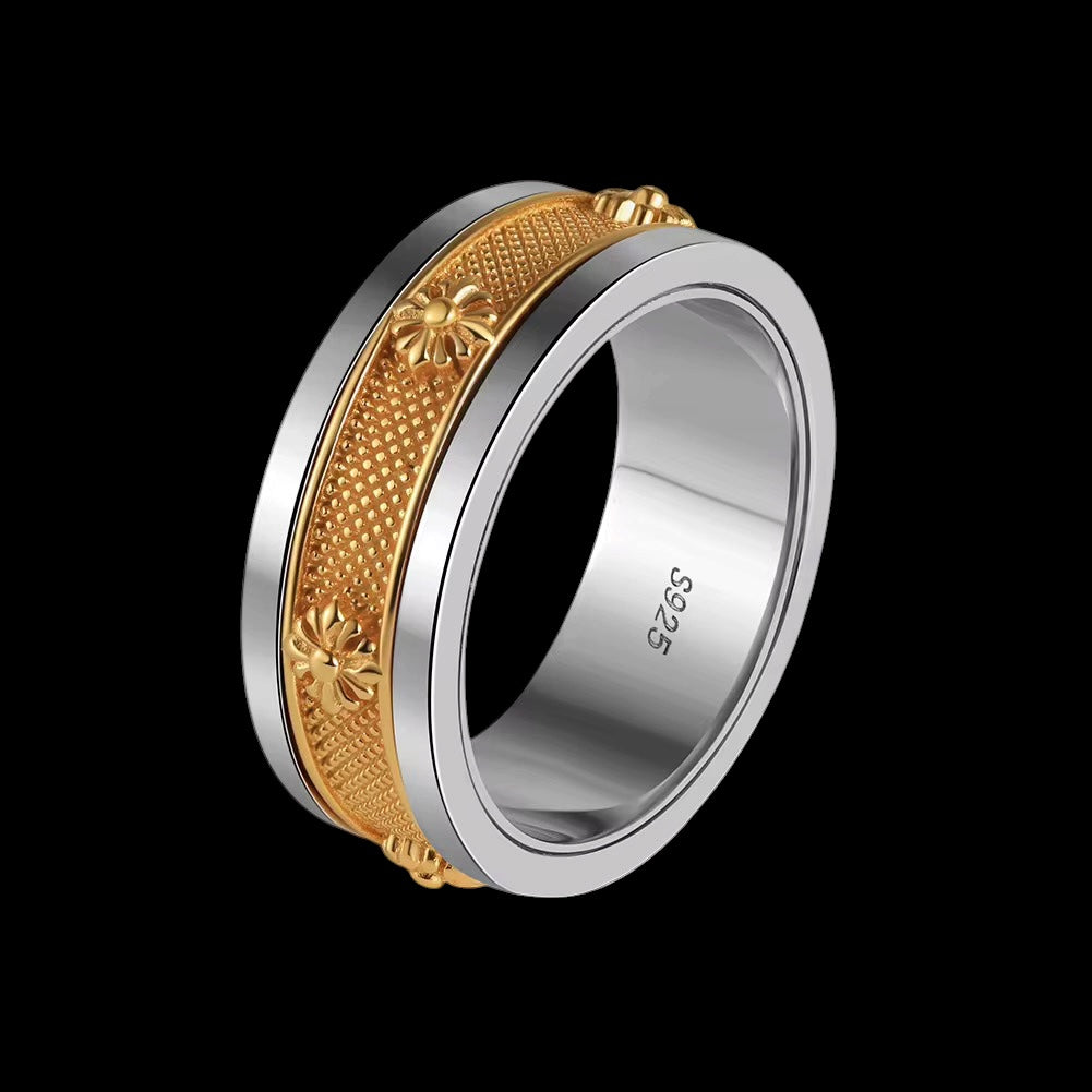 Bague Rotative Chrome En Argent S925