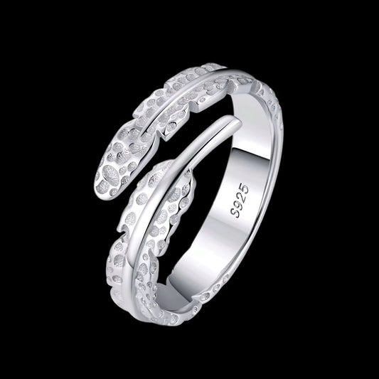 Bague Nature Leaf En Argent S925 - Solitaire