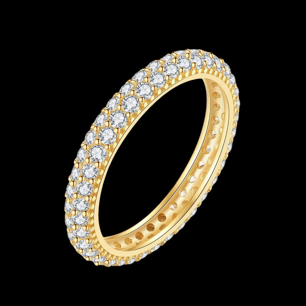 Bague Double Pavé en Argent S925