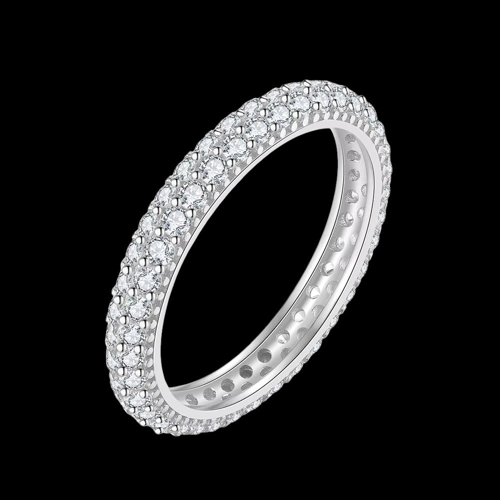 Bague Double Pavé en Argent S925