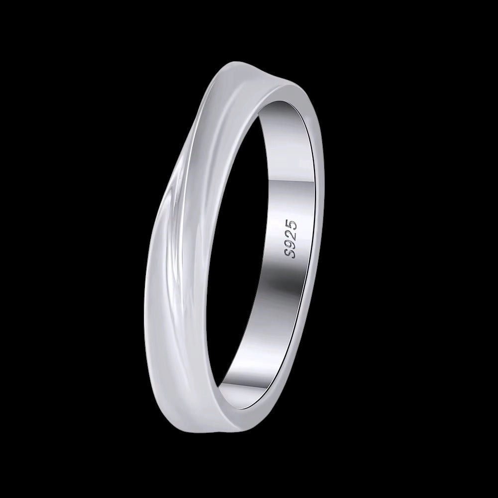 Bague Wavy Band en Argent S925 - Solitaire