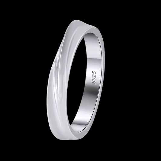 Bague Wavy Band en Argent S925 - Solitaire