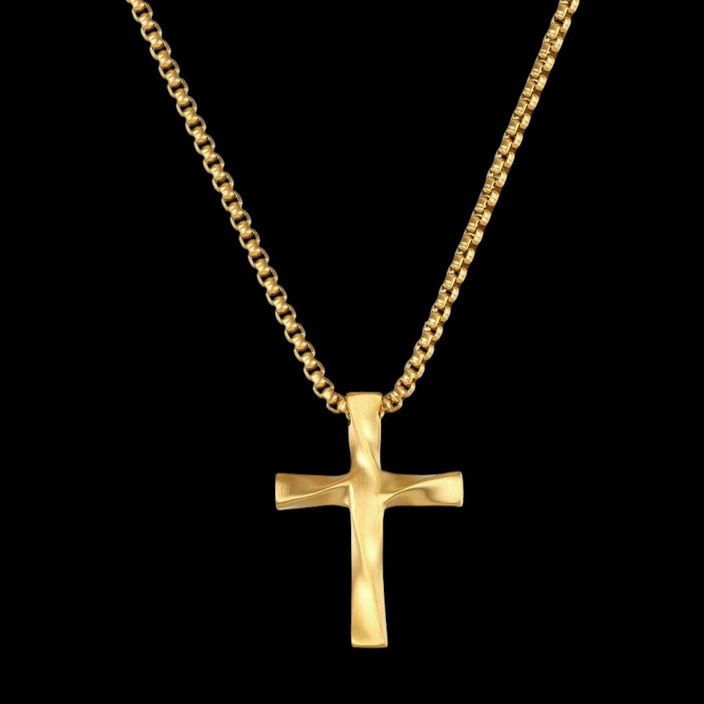 Pendentif Croix Ondulée en Acier Inoxydable